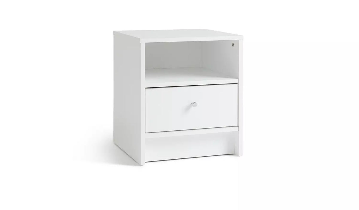 Assembled Malibu 1 Drawer Bedside Table - White