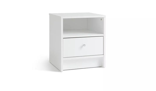 Assembled Malibu 1 Drawer Bedside Table - White