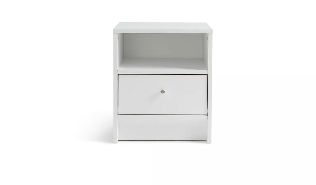 Assembled Malibu 1 Drawer Bedside Table - White