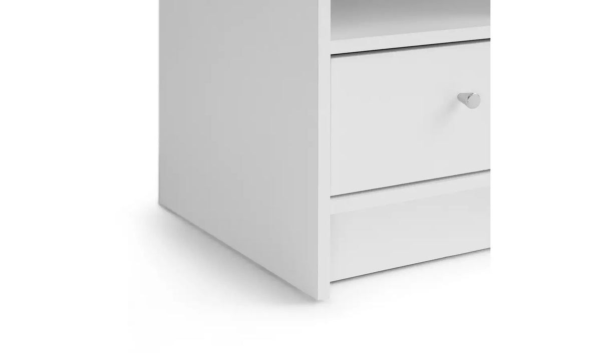 Assembled Malibu 1 Drawer Bedside Table - White