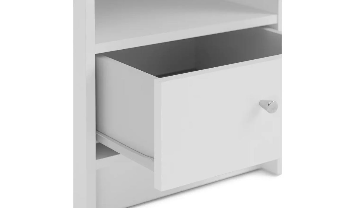 Assembled Malibu 1 Drawer Bedside Table - White