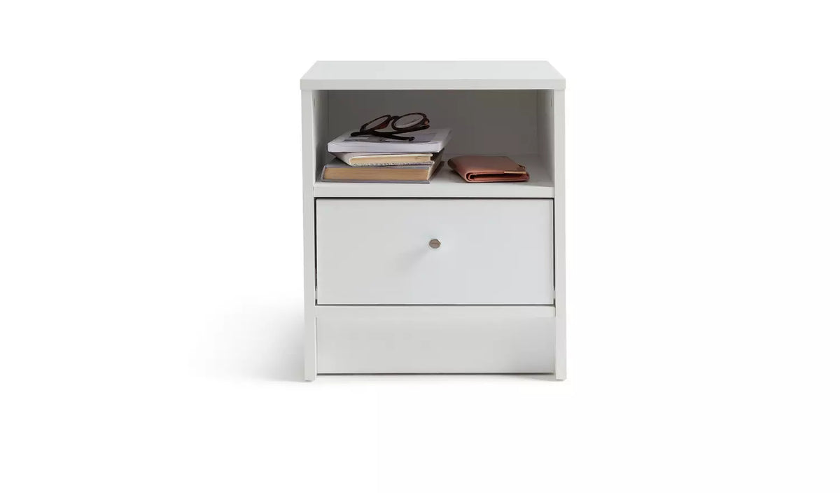 Assembled Malibu 1 Drawer Bedside Table - White