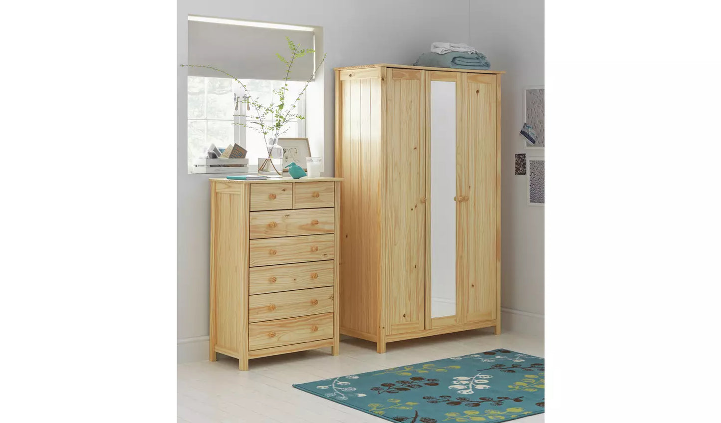 Assembled Scandinavia 3 Door Wardrobe - Pine