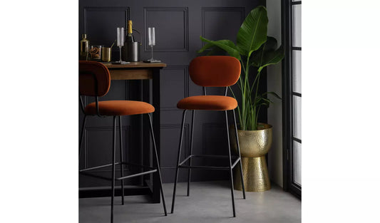 Assembled Habitat Ariana Pair of Fabric Counter Bar Stool - Copper