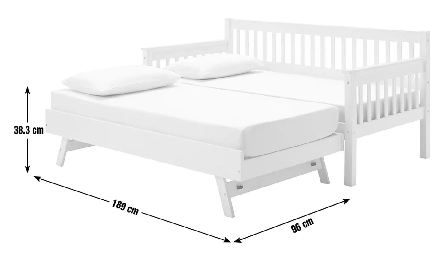 Aspley Trundle Day Bed Frame - White