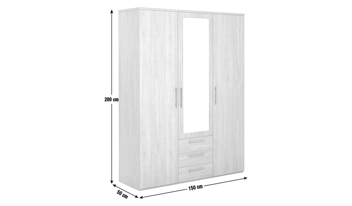 Brisbane 3 Door 3 Drawer Wardrobe - White