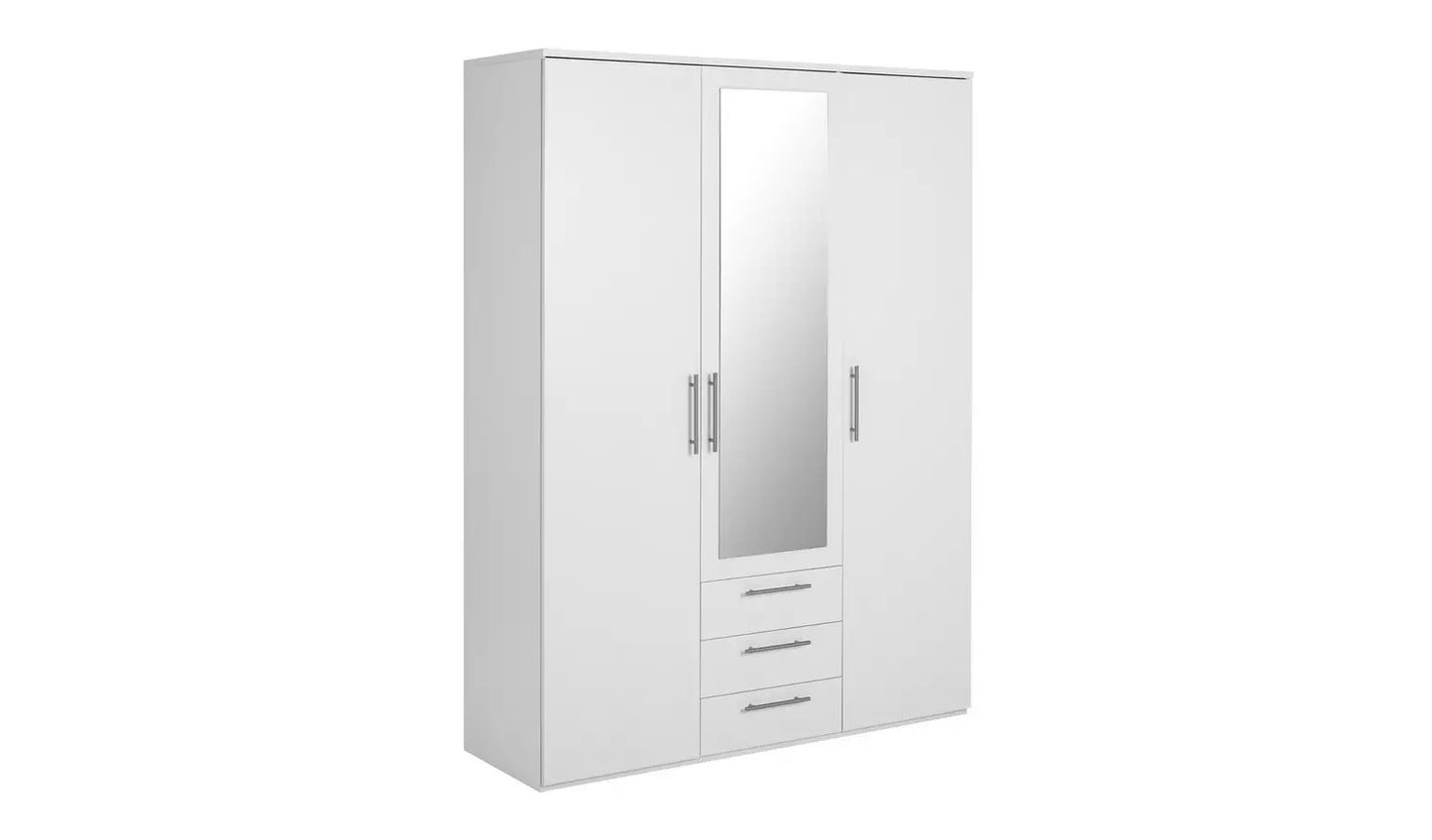 Brisbane 3 Door 3 Drawer Wardrobe - White