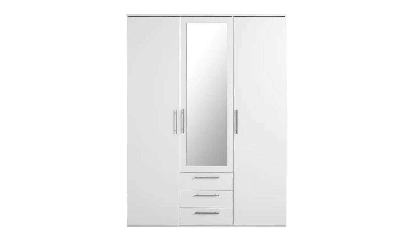 Brisbane 3 Door 3 Drawer Wardrobe - White