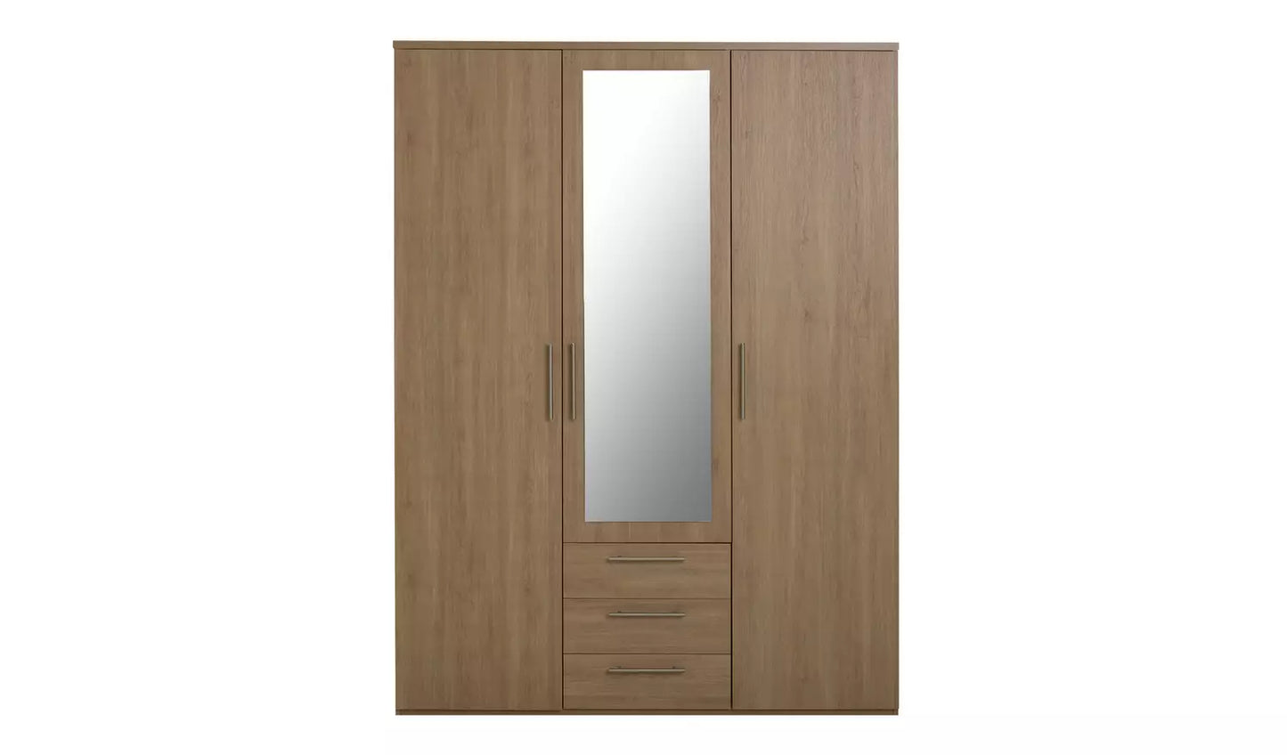 Brisbane 3 Door 3 Drawer Wardrobe – Oak