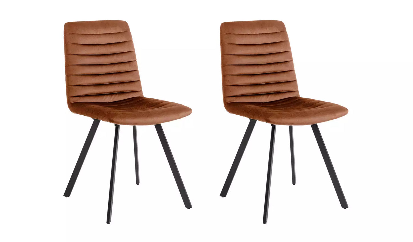 Keaton Pair of Velvet Dining Chairs - Copper