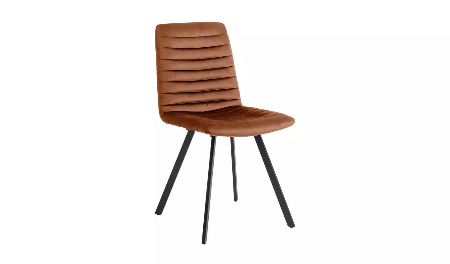 Keaton Pair of Velvet Dining Chairs - Copper