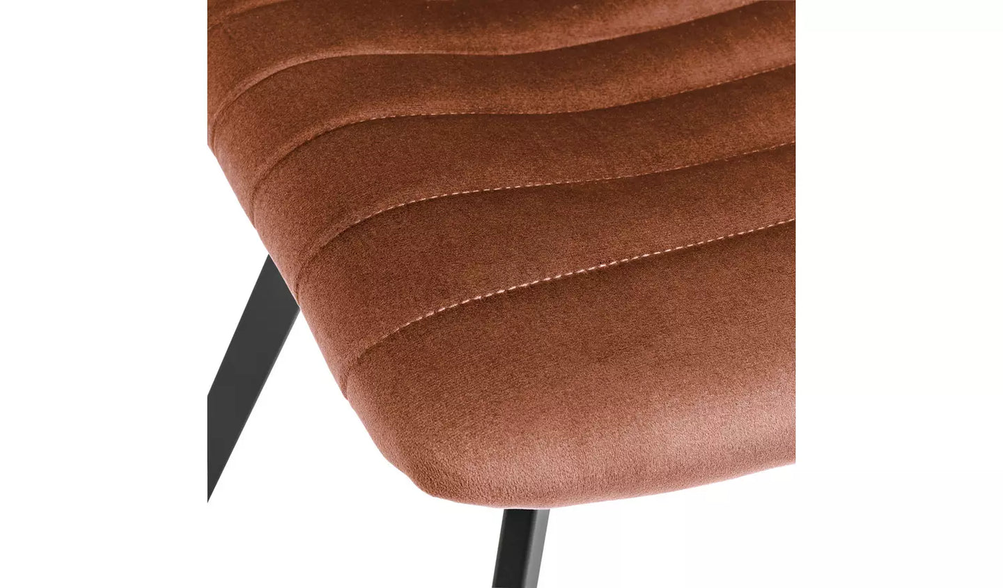 Keaton Pair of Velvet Dining Chairs - Copper