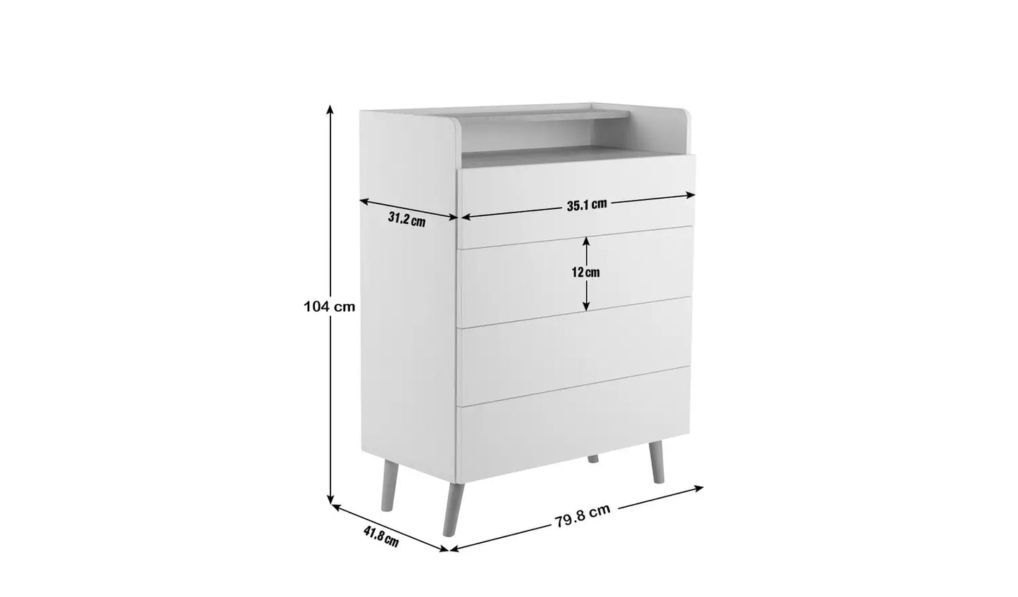 Assembled Skandi 4 Drawer Chest with Shelf - White Two Tone