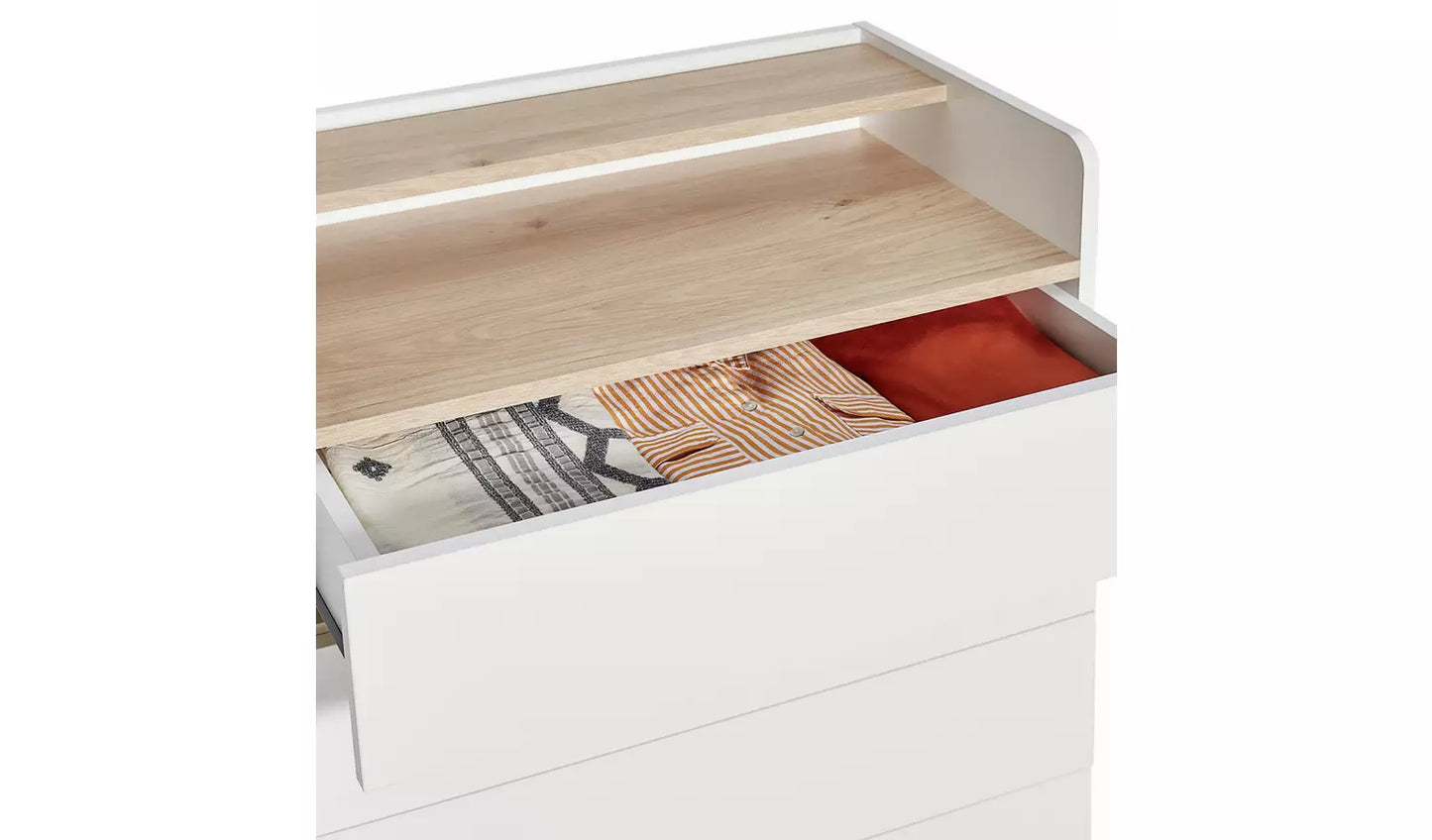 Assembled Skandi 4 Drawer Chest with Shelf - White Two Tone
