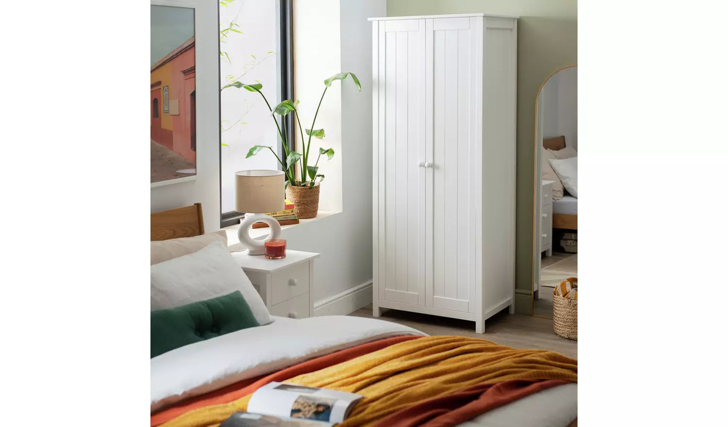 Assembled Scandinavia 2 Door Wardrobe - White