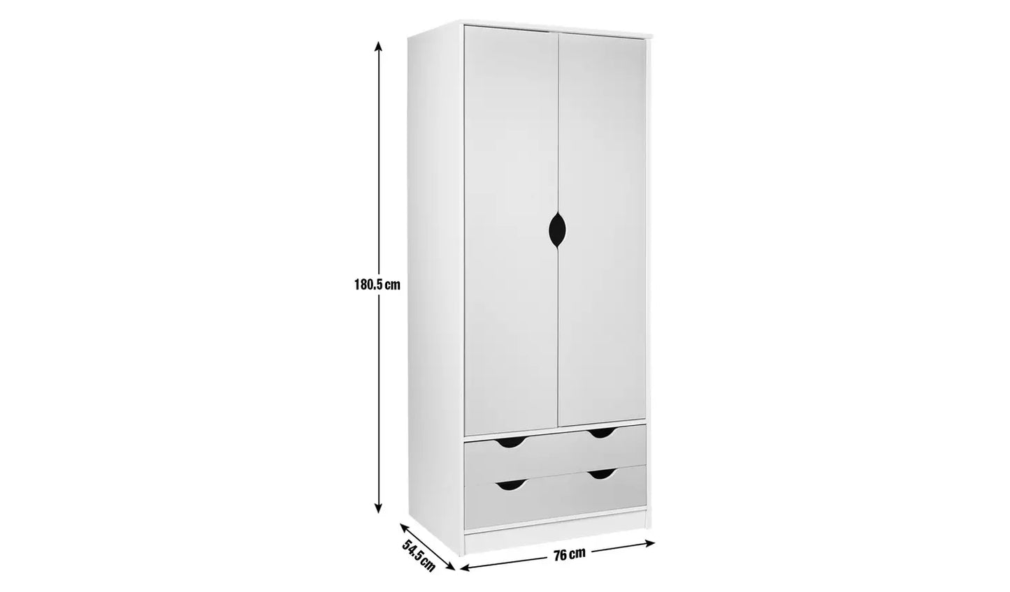 Assembled Habitat Kids Pagnell 2 Door 2 Drawer Wardrobe - White