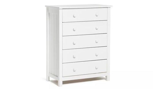 Assembled Scandinavia 5 Drawer Chest - White