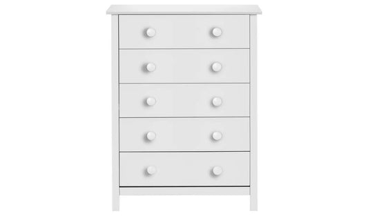 Assembled Scandinavia 5 Drawer Chest - White