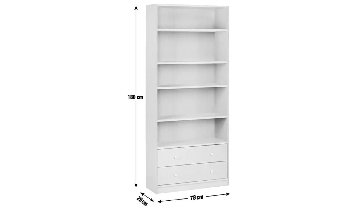 Assembled Maine 2 Drawer Bookcase - Black Ash Effect