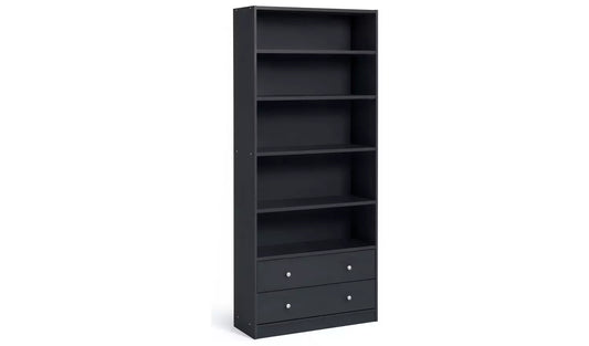 Assembled Maine 2 Drawer Bookcase - Black Ash Effect