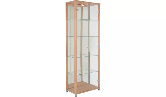 Assembled 2 Door Glass Display Cabinet - WALNUT Effect