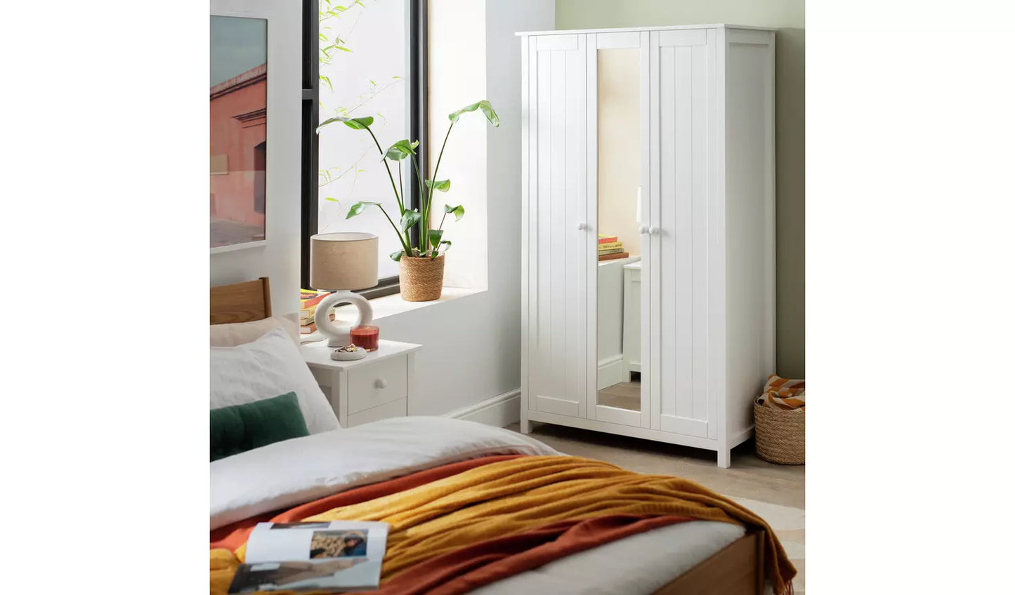 Scandinavia 3 Door Mirrored Wardrobe - White