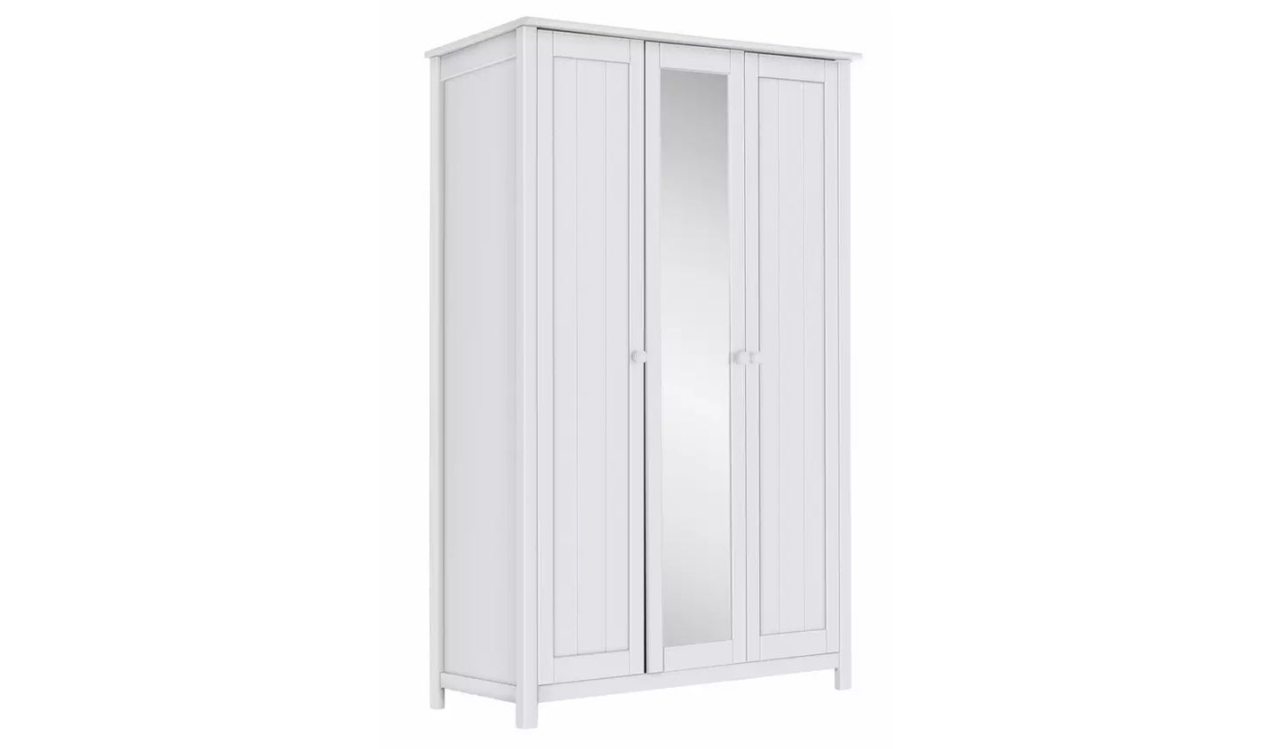 Scandinavia 3 Door Mirrored Wardrobe - White