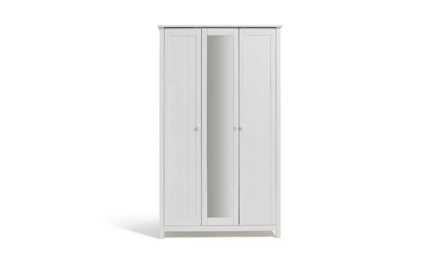 Scandinavia 3 Door Mirrored Wardrobe - White