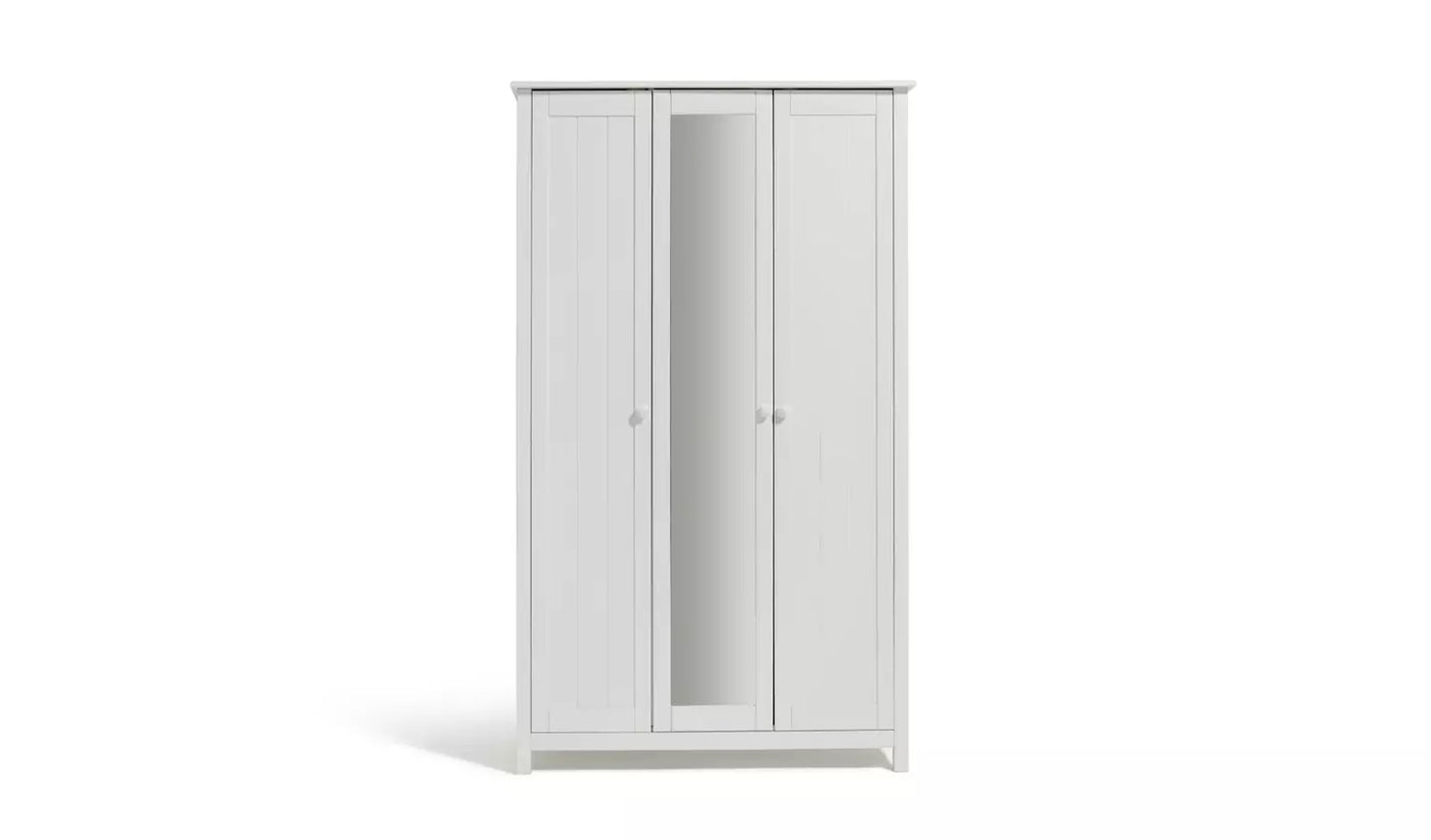 Scandinavia 3 Door Mirrored Wardrobe - White