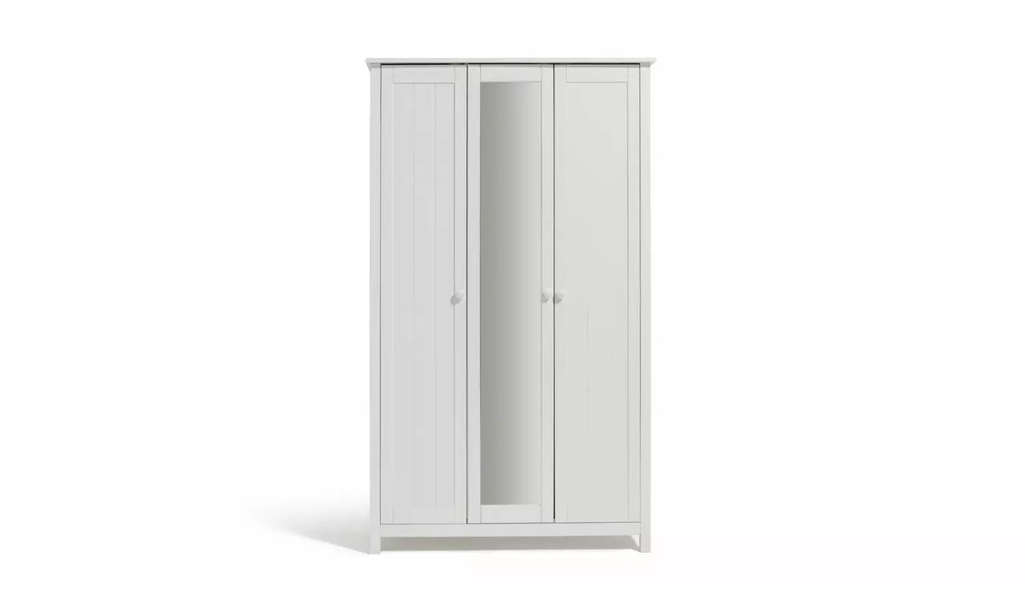 Scandinavia 3 Door Mirrored Wardrobe - White
