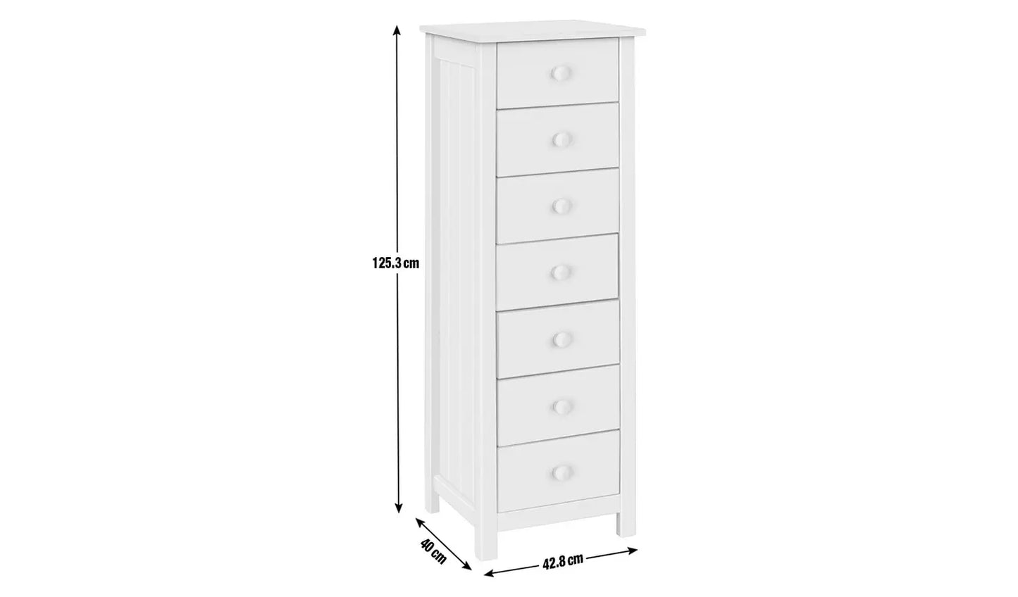 Assembled Scandinavia 7 Drawer Tallboy - White