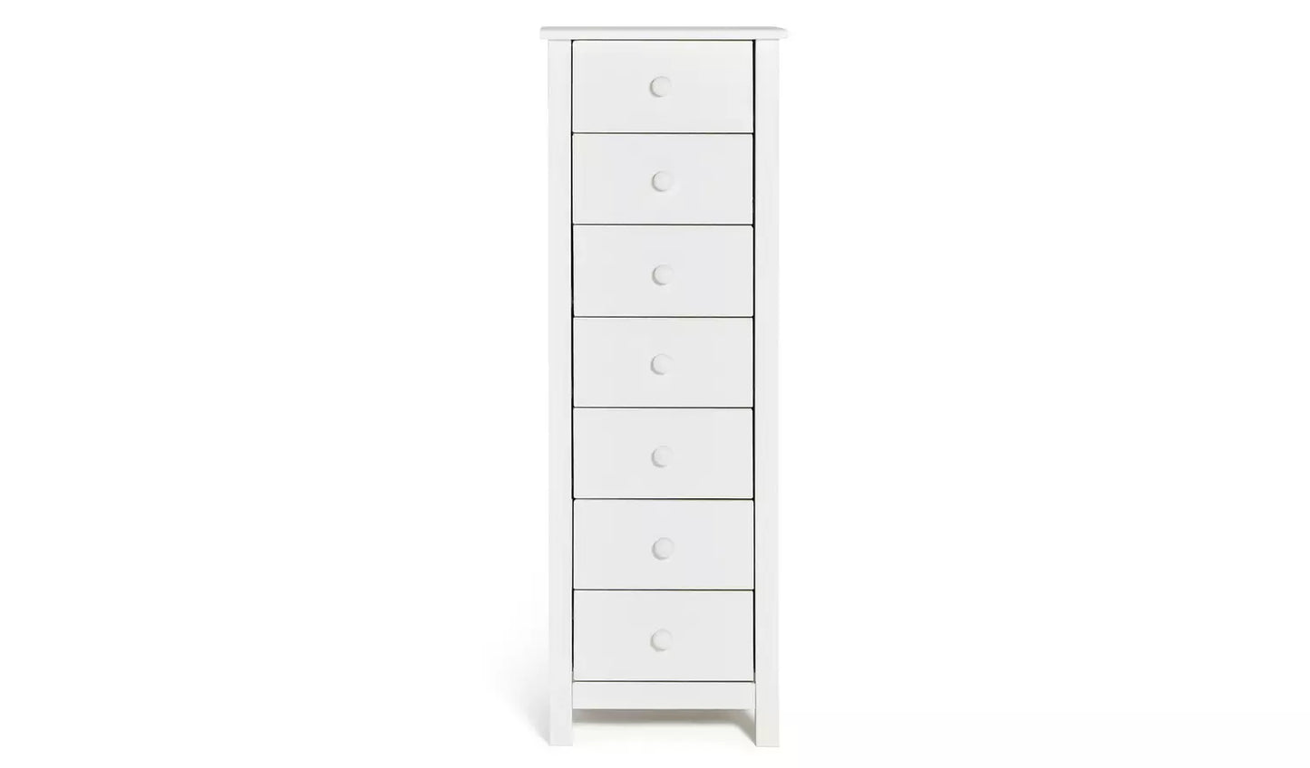 Assembled Scandinavia 7 Drawer Tallboy - White