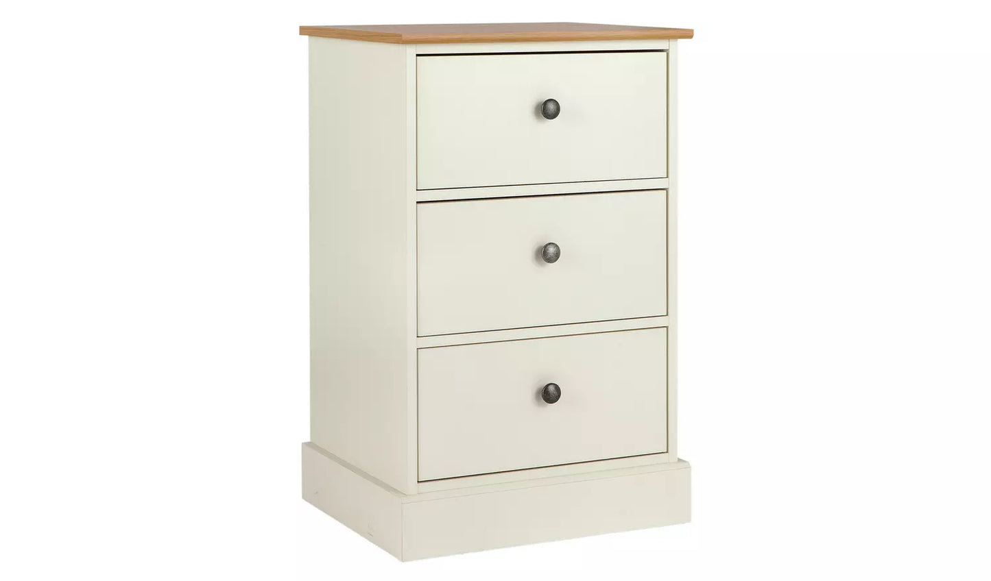 Assembled Kensington Bedside Table - Oak Effect & Ivory