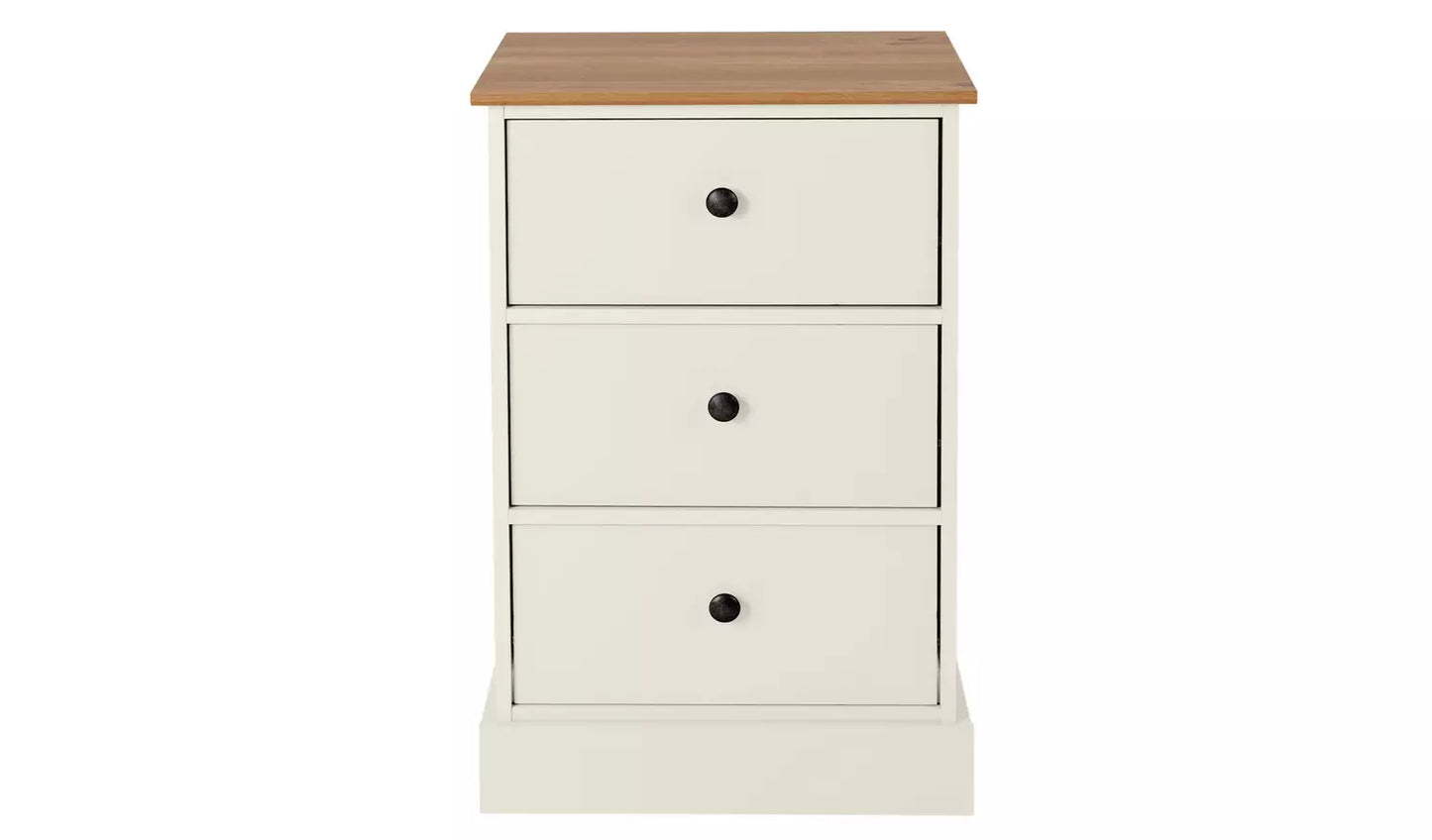 Assembled Kensington Bedside Table - Oak Effect & Ivory