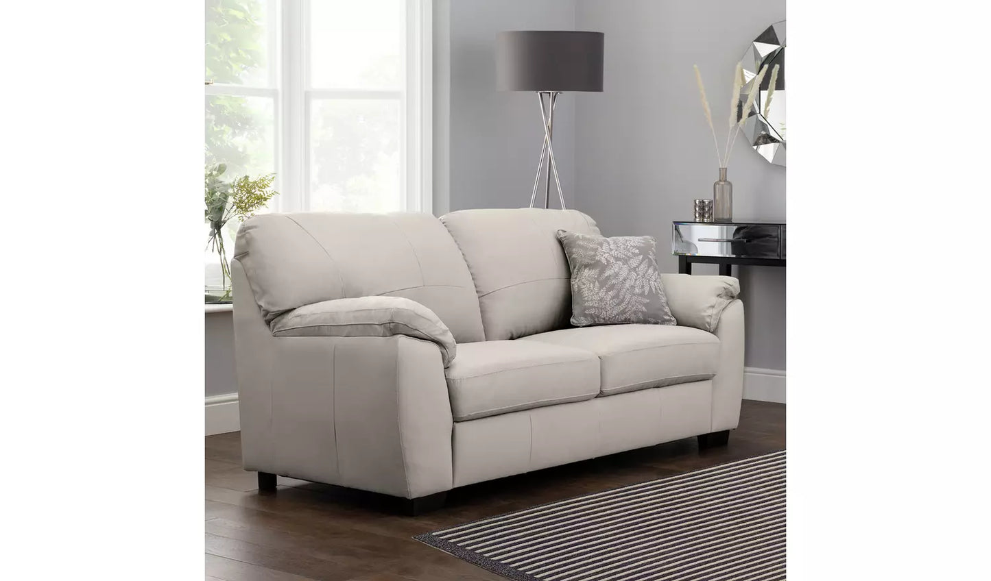 Milano Leather 3 Seater Sofa - Light Grey