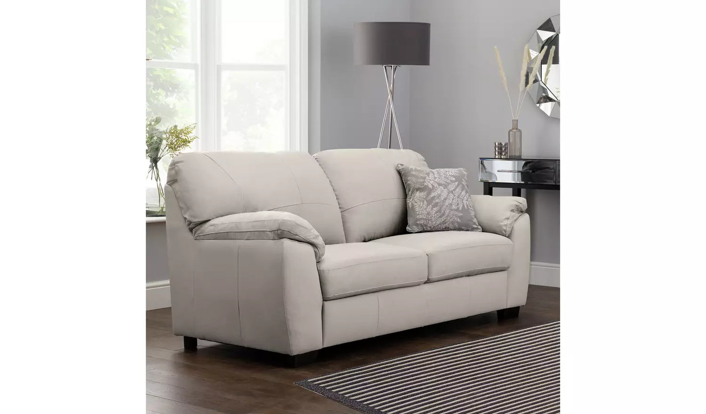 Milano Leather 3 Seater Sofa - Light Grey