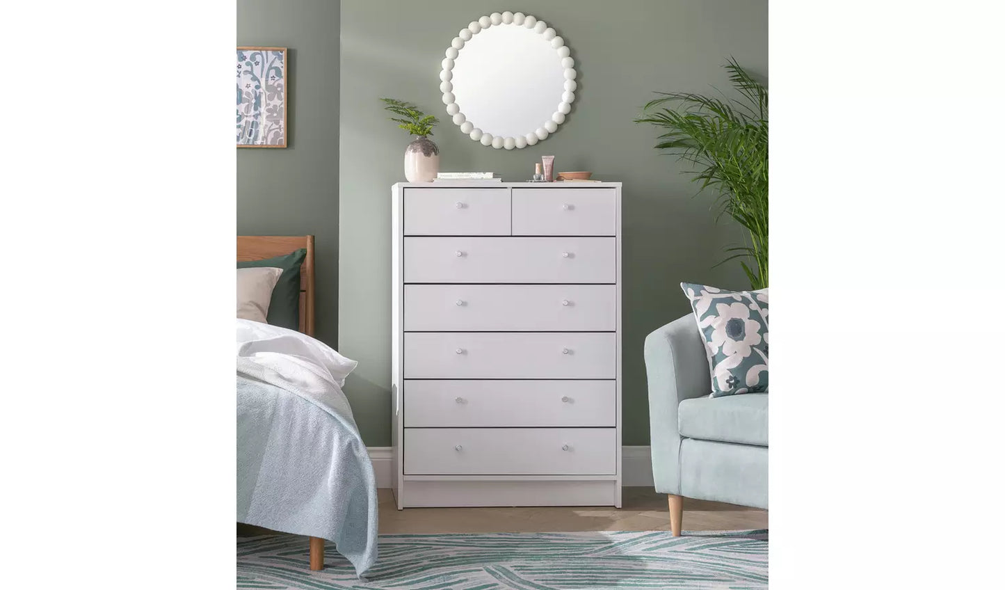 Assembled Malibu 7 Drawer Chest - White