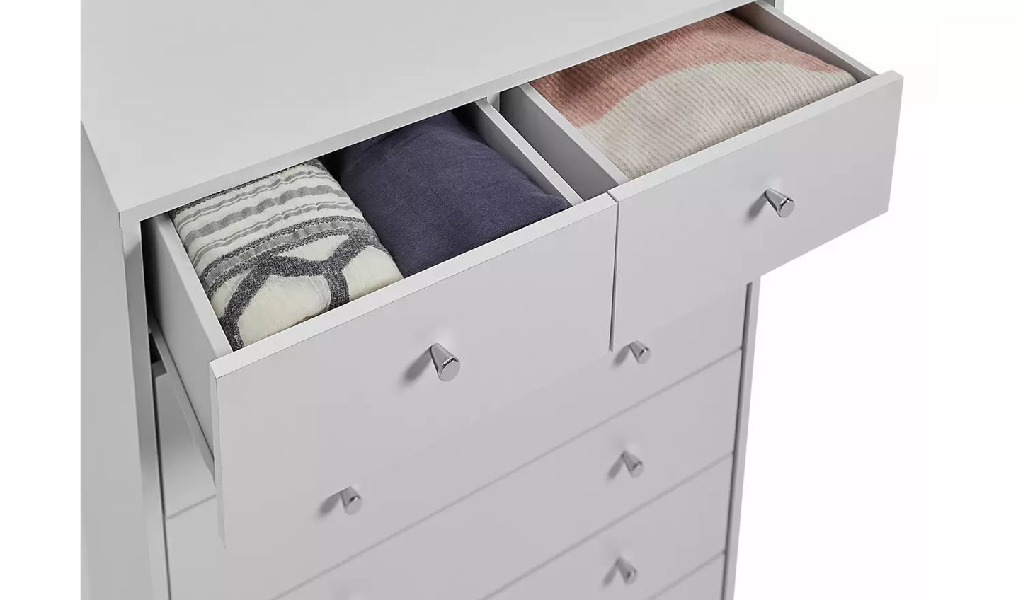 Assembled Malibu 7 Drawer Chest - White