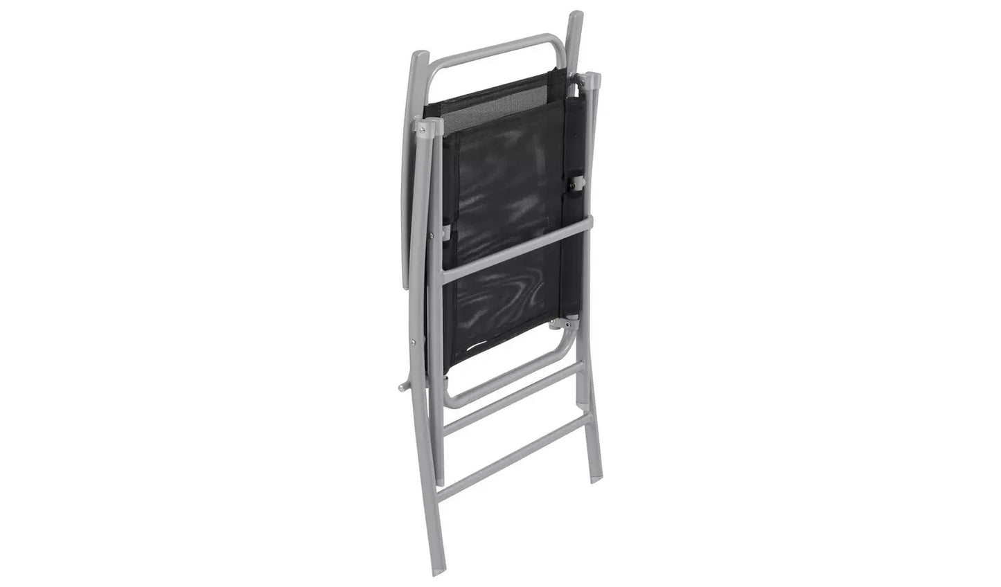 Pacific 6 Seater Folding Metal Patio Set - Black