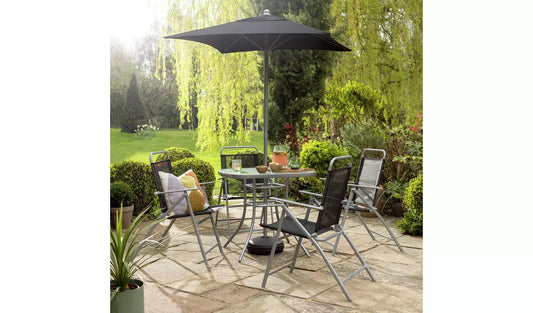 Atlantic 4 Seater Folding Metal Patio Set - Black