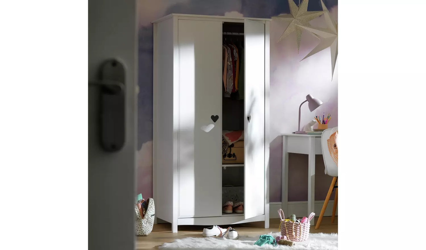 Assembled Kids Mia 2 Door Wardrobe - White