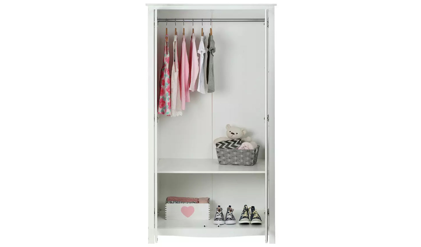 Assembled Kids Mia 2 Door Wardrobe - White