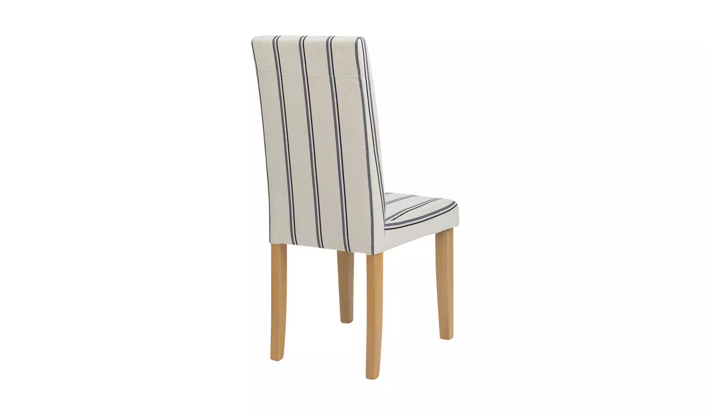 Assembled Midback Pair of Stripe Dining Chair- White & Blue