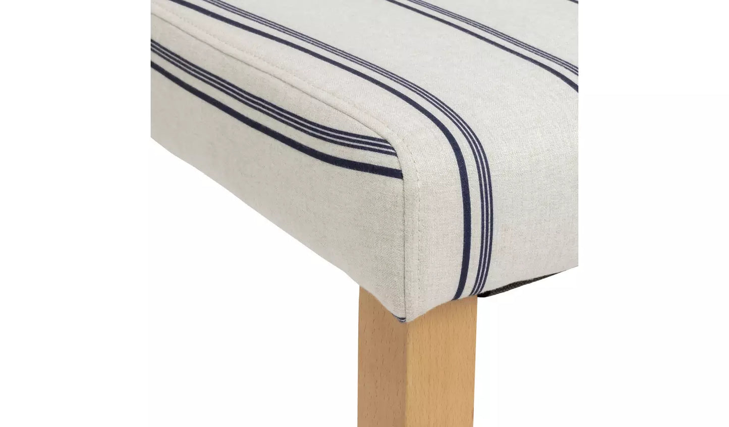 Assembled Midback Pair of Stripe Dining Chair- White & Blue