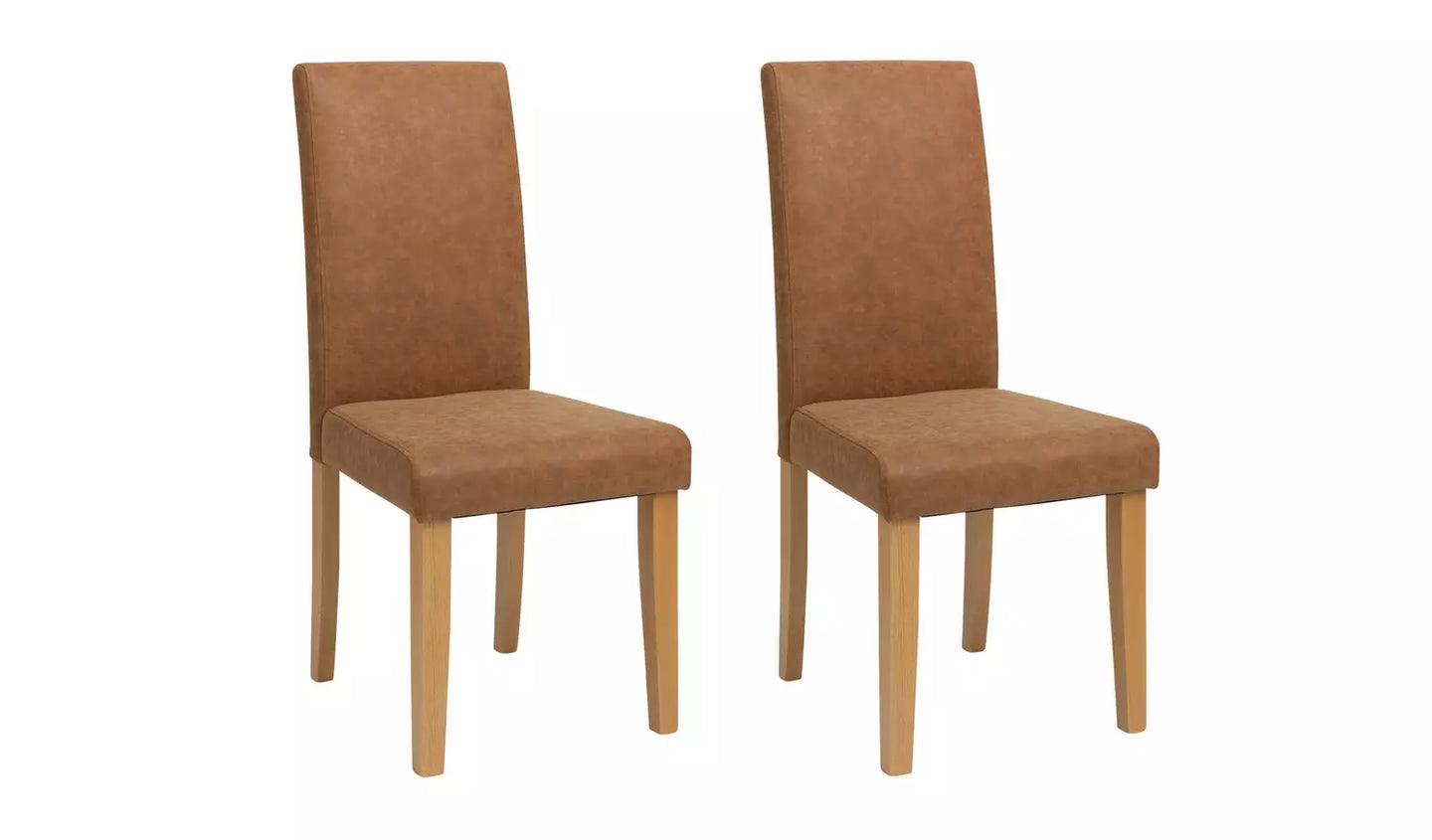Pair of Faux Leather Dining Chair - Tan