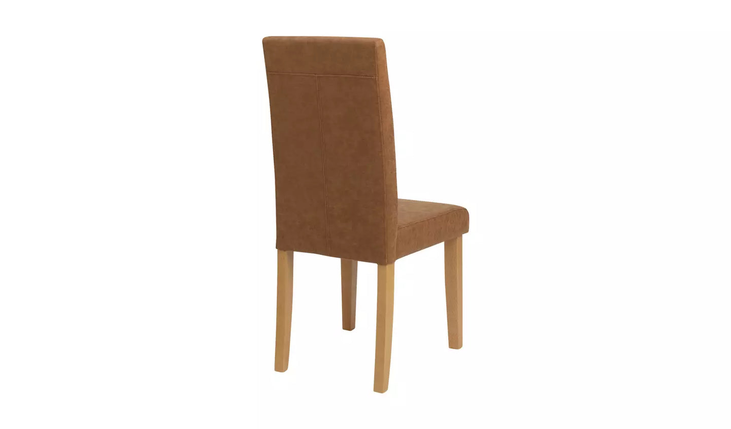 Pair of Faux Leather Dining Chair - Tan