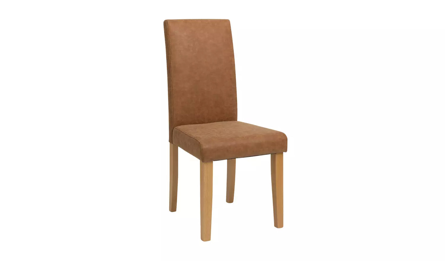 Pair of Faux Leather Dining Chair - Tan