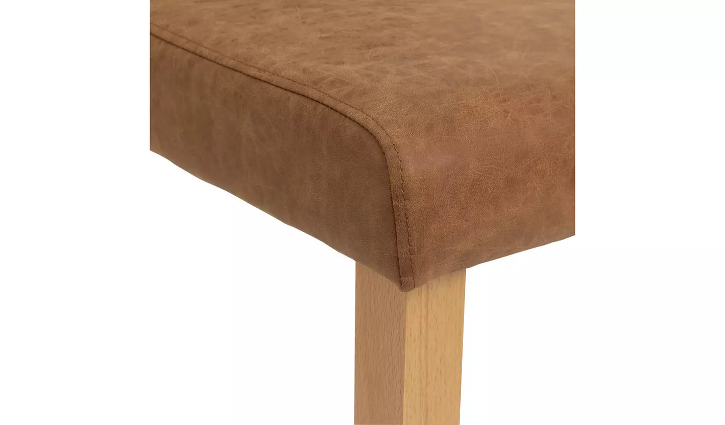 Pair of Faux Leather Dining Chair - Tan