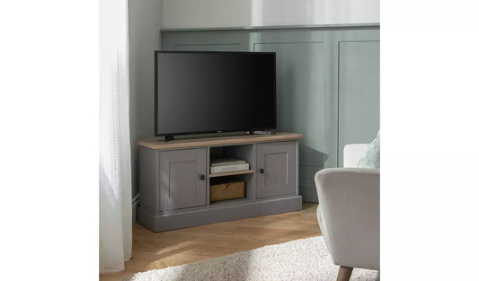 Assembled  Winchester 2 Door Corner TV Unit - Grey