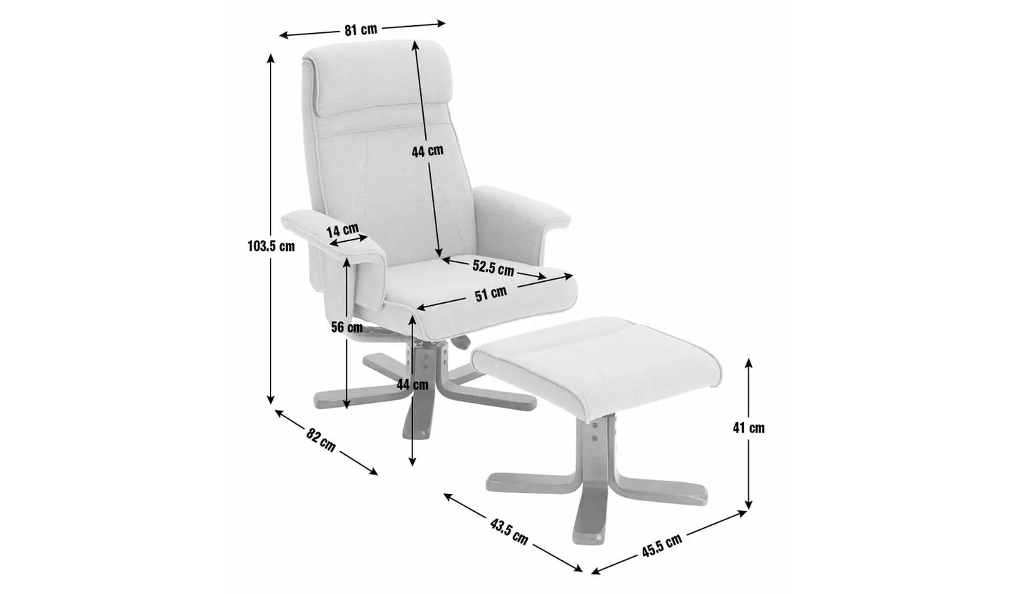 Abel Faux Leather Swivel Chair & Footstool- Black